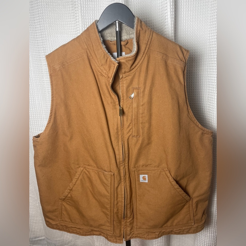 Carhartt Womans Washed Duck Sherpa Lined Mock Neck Vest 2XL
